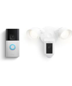 Ring Battery Doorbell Plus with Ring Floodlight Cam Plus, White
