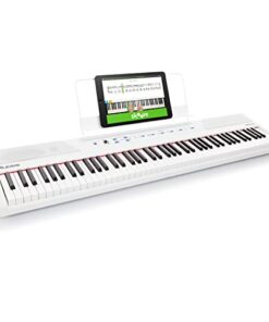 Alesis Recital – 88 Key Digital Piano Keyboard with Semi Weighted Keys, 2x20W Speakers, 5 Voices, Split, Layer and Lesson Mode, FX and Piano Lessons