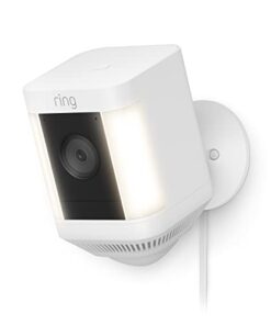Ring Spotlight Cam Plus, Plug-in | Two-Way Talk, Color Night Vision, and Security Siren (2022 release) - White