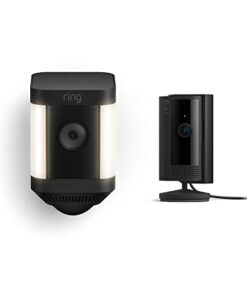 Ring Spotlight Cam Plus Battery, Black with All-new Ring Indoor Cam, Black