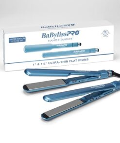 BaBylissPRO Flat Iron Hair Straightener, 1 Inch & 1-1/2 Inch Nano Titanium Prepack, Hair Styling Tools & Appliances, BNTPP57UC, Blue