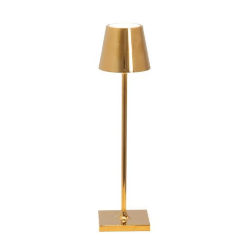 Zafferano, Poldina Micro Lamp with Glossy Gold Finish, Rechargeable Cordless Table Lamp with Touch Controls, Usable as an Indoor Lamp, Dimmer, 2200-3000 K, Height 10.8 Inches