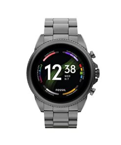 Fossil Men's Gen 6 44mm Stainless Steel Touchscreen Smart Watch, Color: Smoke (Model: FTW4059V/FTW4059R)