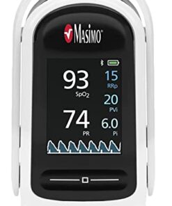 Masimo MightySat Fingertip Pulse Oximeter with Bluetooth, Monitor Blood Oxygen Saturation and Breath per Minute, OLED Screen, Touchpad, Long Battery Life