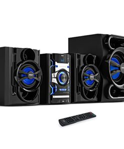 Pyle 3-Piece Wireless Bluetooth Stereo System - 1000 Watt DVD Shelf System for Home with DVD Player, MP3, USB, FM Radio, Bass Reflex Speaker, and Remote Control, Compact & Portable