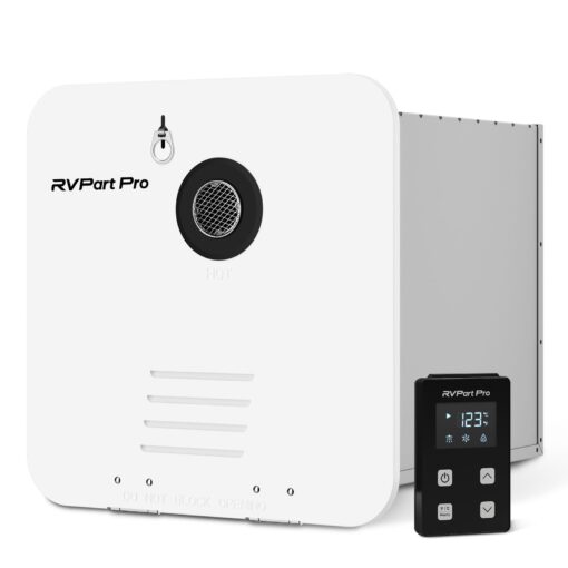 RV Tankless Water Heater Propane Gas, RVPart Pro, with 15"x15" White Door and Remote Controller, DC 12V, 7×24 Technical Support, High Altitude, Easy Installation, Compatible with All RVs,GT42,White