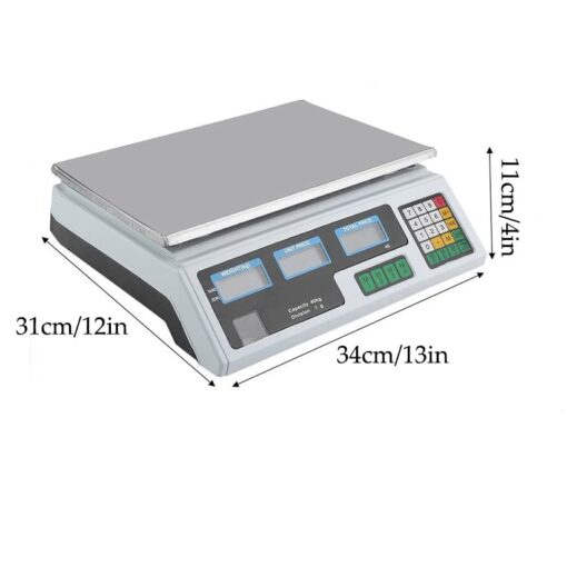 ZOCWJK Kitchen Food Scales Electronic Scales Digital Kitchen Scales, Commercial Table Scales Price Computing Scales,Stainless Steel Platform Scale 40Kg with LCD Display,WHI(Black - Image 7