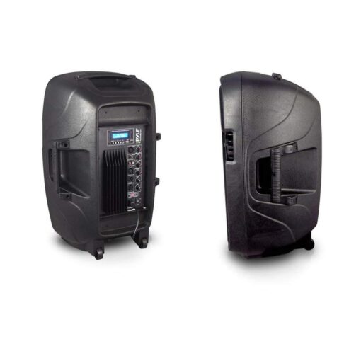 Pyle PPHP155ST Wireless Portable PA Speaker System - 1500W High Powered Bluetooth Compatible Active Outdoor Sound Speakers w/ USB SD MP3 RCA - 35mm Mount, Stand, Microphone, Power Cable, Black, 15" - Image 4
