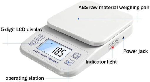 ZOCWJK Electronic Scales High-Precision Kitchen Food Scales ABS Raw Material Electronic Precision Scale Scales(White-5kg/1g - Image 3