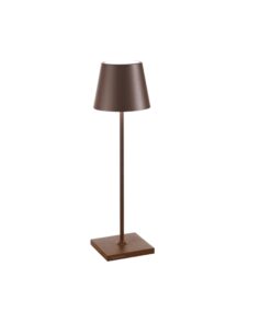 Zafferano, Poldina Pro Rechargeable and Wireless Table Lamp with Touch Control, Can Also Be Used as Outdoor Light, Dimmer 2200-3000K, Height 38cm, Corten Colour