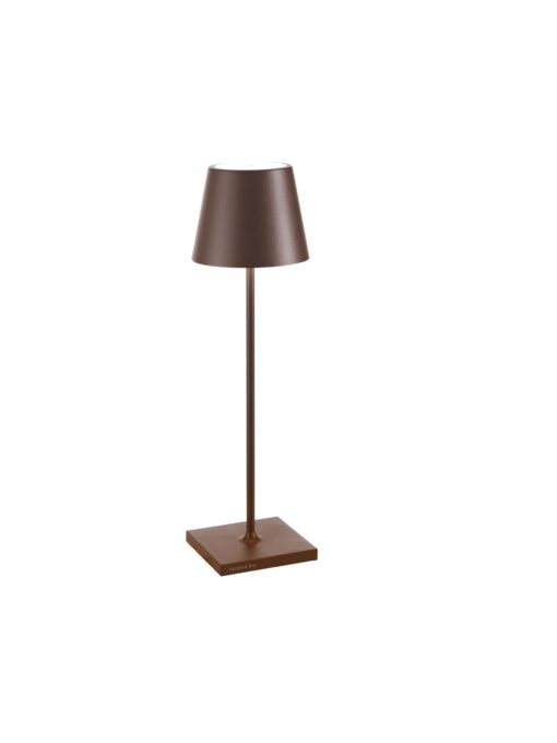 Zafferano, Poldina Pro Rechargeable and Wireless Table Lamp with Touch Control, Can Also Be Used as Outdoor Light, Dimmer 2200-3000K, Height 38cm, Corten Colour