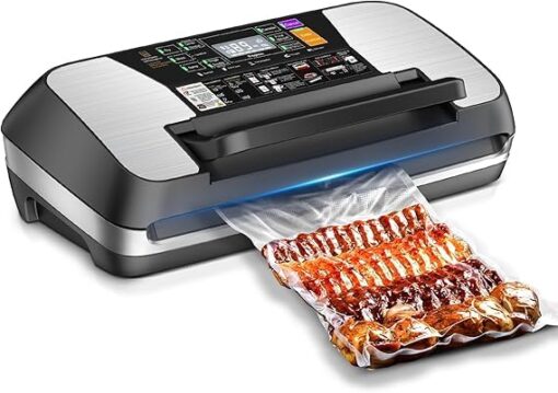 95kpa Vacuum Sealer Machine, Home and Commercial Food Sealer, with Cutter, Bags and Accessory Hose, Black