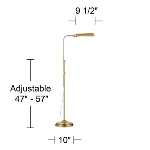 360 Lighting Culver Traditional Pharmacy Floor Lamp Standing LED Adjustable Height Plated 57" Tall Aged Brass Metal Shade Pole Light for Living Room Reading House Bedroom Home Decor - Image 7