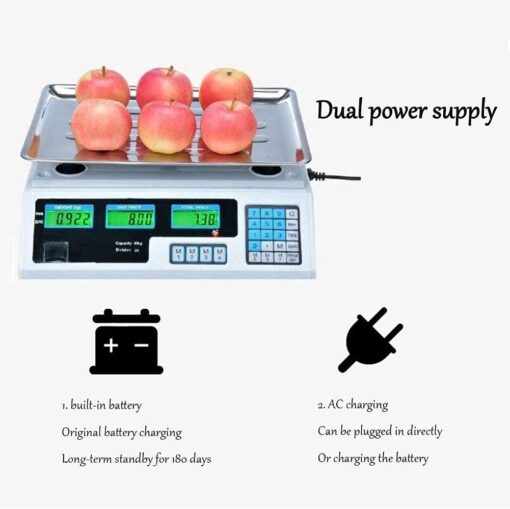 ZOCWJK Digital Scales Food,Kitchen Food Scales Digital Electronic Scale Price Computing Weighing, 40kg Commercial Shop Platform Scale for Fruits Veggi Scale,Black( - Image 3