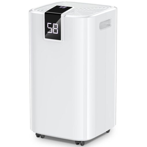 4000 sq.ft Dehumidifier for Basement, Trazico 45 Pint Dehumidifiers for Home with Drain Hose, Smart Humidity Control, 24H Timer, Auto Defrost, Ideal for Large Room, Bathroom, Bedroom, Garage, White