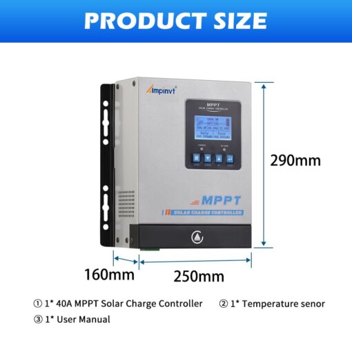 60amp MPPT Solar Charge Controller , 12v 24v 36v 48v auto Solar Battery Panel Regulator , max 150v PV Input, fit for Sealed, Gel, Flooded, and Lithium Batteries - Image 3