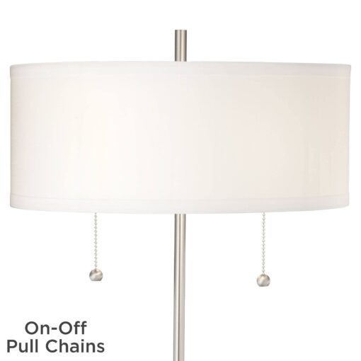 360 Lighting Nikola Modern Accent Table Lamps 23.75" High Set of 2 with Hotel Style USB and AC Power Outlet Slim Silver White Drum Shade for Living Room Desk Bedroom House Bedside Nightstand - Image 4