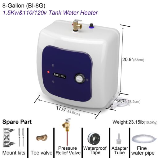 110V-120V 1.5Kw Small Under Sink Tank 8 Gallon Water Heater Hot Storage,Mini Instant Electric RV TR Trailer Kitchen Compact Point-of-Use,30L - Image 6