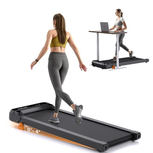 Vitalwalk Walking Pad Treadmill with Incline 3-Levels 300 lbs Capacity Portable Under Desk Treadmill for Home Office Apartment Fitness, Mini Space-Saving Compact Design, Ultra-Quiet 2025 Upgrade Black