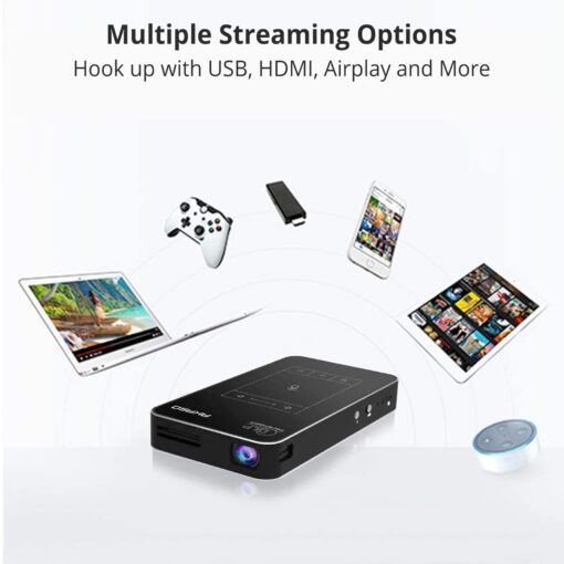 AKASO WT50 Mini Projector with WiFi and Bluetooth, 1080P DLP Portable Movie Projector Home and Outdoor, Built-in Battery & Android System, Cookie Projector for iPhone and Phone - Image 5