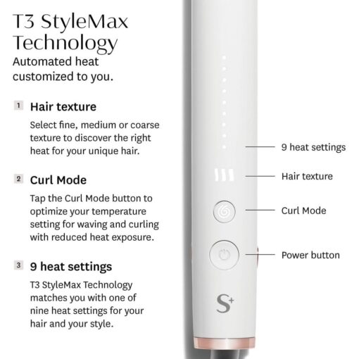 T3 SinglePass StyleMax Professional 1" Ceramic Flat Iron with Automated Heat Technology, 9 Heat Settings, Longer Ceramic Plates for Straightening, Waving, Curling & Styling - Image 7