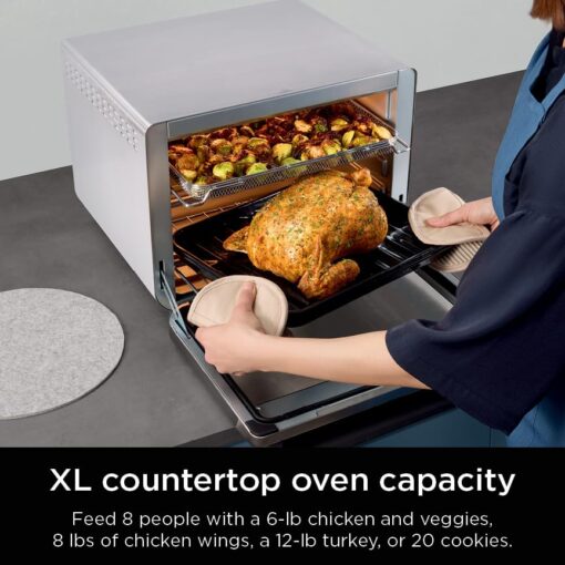 Ninja Air Fryer & Toaster Oven, Prestige Smart XL, Countertop Oven, Bakes up to 20 Cookies, Fits up to a 12lb Turkey, Pizza, Toast, Bake, Air Fry & Reheat, 1800 Watts, Stainless Steel, DT501 - Image 3