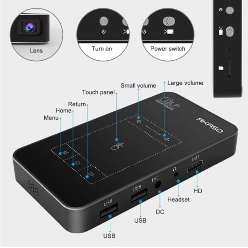 AKASO WT50 Mini Projector with WiFi and Bluetooth, 1080P DLP Portable Movie Projector Home and Outdoor, Built-in Battery & Android System, Cookie Projector for iPhone and Phone - Image 2