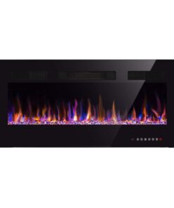 42" Electric Fireplace in-Wall Recessed and Wall Mounted 1500W Fireplace Heater and Linear Fireplace with Timer/Multicolor Flames/Touch Screen/Remote Control (Black)