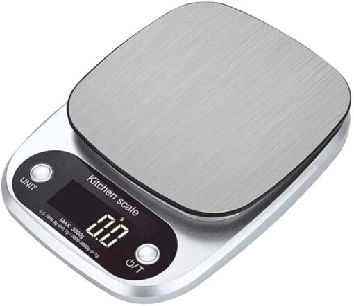 ZOCWJK Electronic Scales Digital Kitchen Weighing Scales Premium Stainless Steel Cooking Scales Stylish Ultra Slim Design Scales(One Color-3kg/0.1g