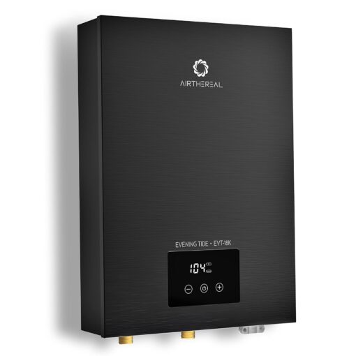Airthereal Electric Tankless Water Heater 18kW, 240Volts - Endless On-Demand Hot Water - Self Modulates to Save Energy Use - Small Enough to Install Anywhere - for 2 Showers, Evening Tide series