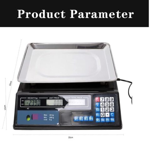 ZOCWJK Digital Scales Food,Kitchen Food Scales Electronic Scales Digital Price Computing Scale, Electronic Digital Scales for Food Meat Fruit Produce, with LED Tare Zero Fu(Black - Image 5