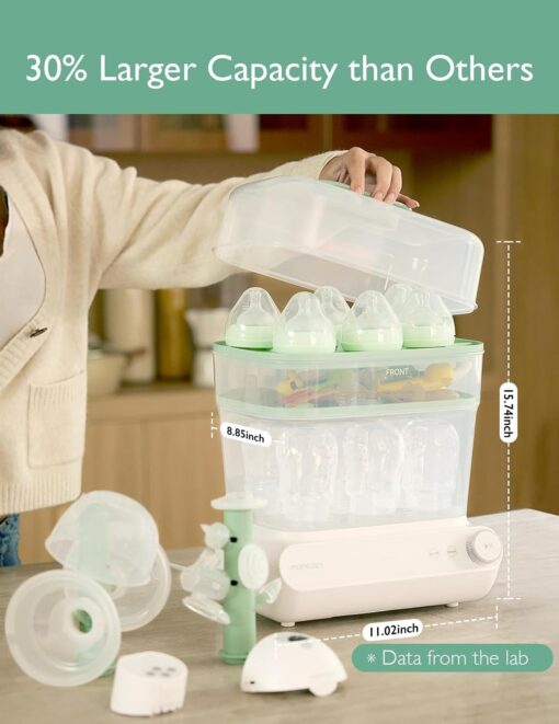 Momcozy 3 Layers Large Bottle Sterilizer and Dryer, Fast Sterilize and Dry, Universal Bottle Sterilizer for All Bottles & Breast Pump Accessories, Touch Screen & Auto-Off Bottle Sanitizer - Image 8