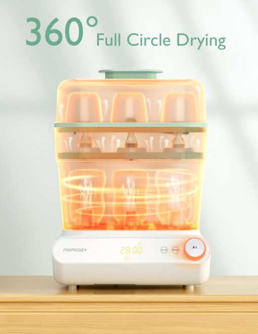 Momcozy 3 Layers Large Bottle Sterilizer and Dryer, Fast Sterilize and Dry, Universal Bottle Sterilizer for All Bottles & Breast Pump Accessories, Touch Screen & Auto-Off Bottle Sanitizer - Image 7