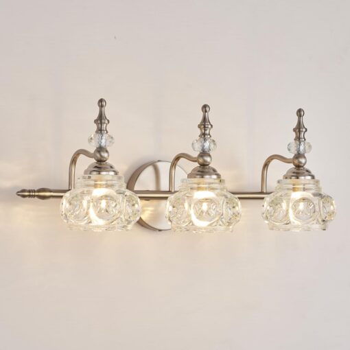 ZILANL Brushed Nickel Bathroom Vanity Light Fixtures Modern 3-Light Vanity Lights Bathroom Lighting Fixtures Vintage Wall Sconces Light Living Room Vanity Lighting Fixtures Over Mirror