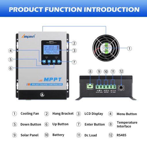 60amp MPPT Solar Charge Controller , 12v 24v 36v 48v auto Solar Battery Panel Regulator , max 150v PV Input, fit for Sealed, Gel, Flooded, and Lithium Batteries - Image 6