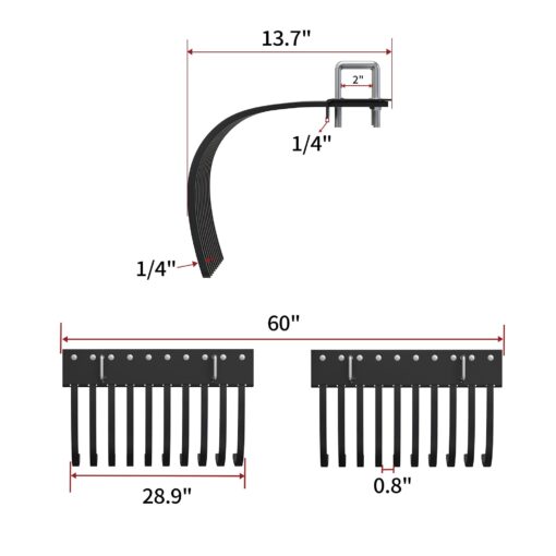 YITAMOTOR ATV/UTV Landscape Rake Implement for Removal of Rock, Grass Clumps and Debris Fits for YITAMOTOR ATV/UTV Manual Implement Lift - Image 7