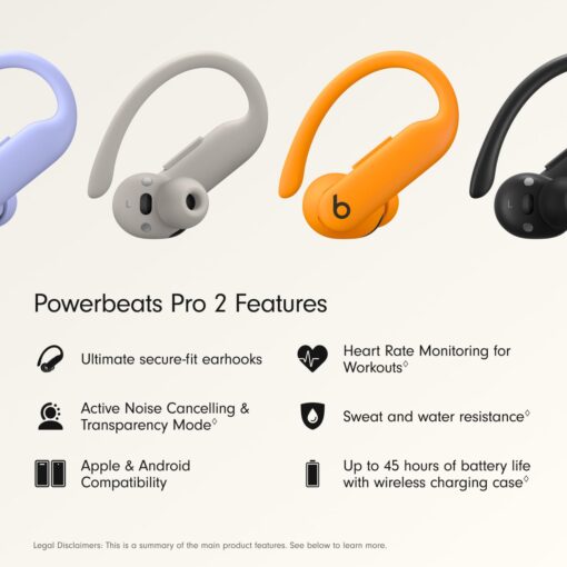 Beats Powerbeats Pro 2 Wireless Bluetooth Earbuds - Noise Cancelling, Heart Rate Monitor, IPX4, Up to 45H Battery & Charging Case, Works with Apple & Android - Electric Orange - Image 8