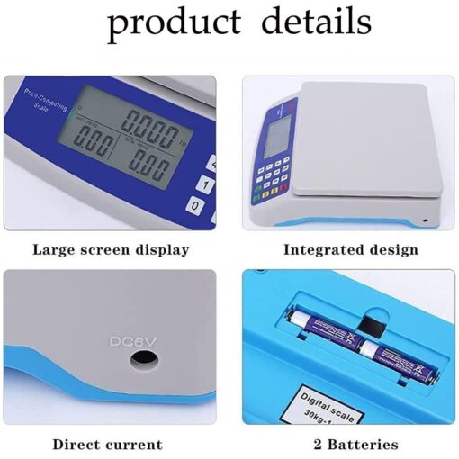 ZOCWJK Digital Price Calculating Scale Electronic Scale,30kg/1g Precision Platform Scale with LCD Diaplay,Industrial Food Scale Precision Scales Commercial Shop Scale( - Image 2