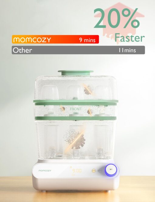 Momcozy 3 Layers Large Bottle Sterilizer and Dryer, Fast Sterilize and Dry, Universal Bottle Sterilizer for All Bottles & Breast Pump Accessories, Touch Screen & Auto-Off Bottle Sanitizer - Image 6