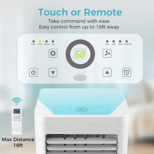 ZAFRO 10,000 BTU Portable Air Conditioners with Remote, 4 Modes Dehumidifier/Fan/Sleep Modes/Built-in Cool, Cools Room up to 450 sq.ft,24H Timer, Windows Kit Included&ac Hose for Bedroom/Indoor Rooms - Image 8