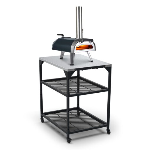 ooni Medium Modular Table - 31x22x35 Inch Pizza Oven Cart, Stainless Steel Pizza Oven Stand, Grill Barbecue Stand, Outdoor Table, Pizza Oven Accessories, Outdoor Pizza Oven Tables, Pizza Station