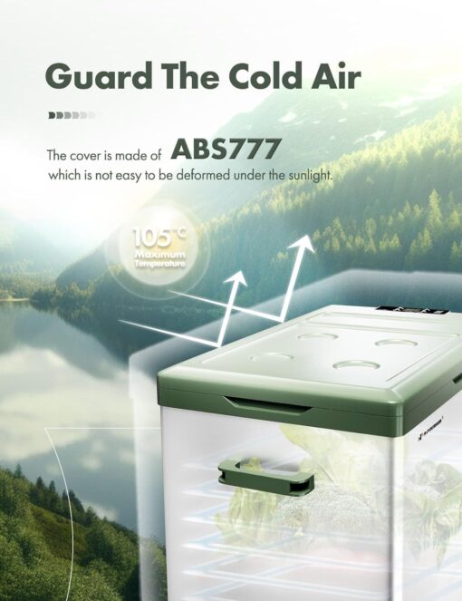 A-Premium 47QT/44.7L Portable Car Fridge Refrigerator Cooler (w/ ABS777 Cover), -4°F~68°F Fast Cooling with 12/24V DC & 110-240V AC for Roadtrip, Camping, Travel, RV, Outdoor, Fast Cooling & Two Modes - Image 4