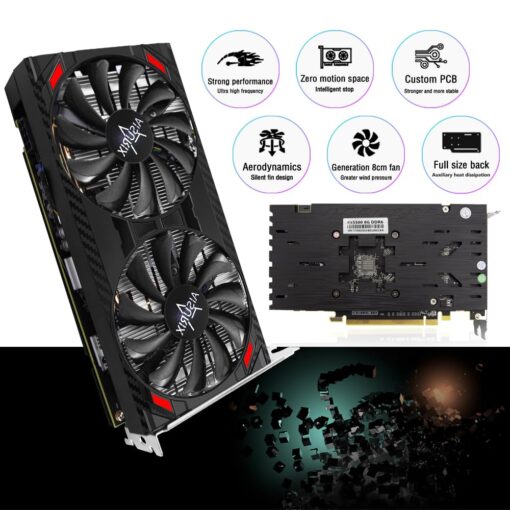 AISURIX RX 5500 8gb GDDR6 Graphics Card,128 Bit, 3XDP, HDMI, PCI Express 4.0X8, 8pin with Fan Intelligent System,Gaming PC Computer Video Cards with 3X DisplayPort +1X HDMI (5500 Style 2) - Image 6