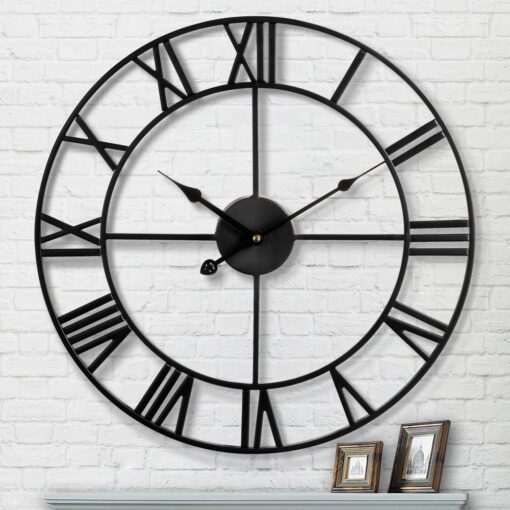 1st owned Large Wall Clock Metal Retro Roman Numeral Clock, Modern Round Wall Clocks Almost Silent, Easy to Read for Living Room/Home/Kitchen/Bedroom/Office/School Decor (Black, 40 Inch) - Image 6