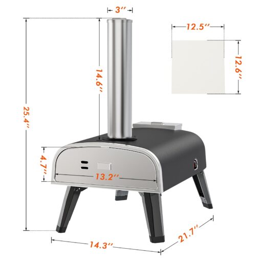 aidpiza Pizza Oven Outdoor 12" Wood Fired Pizza Ovens Pellet Pizza Stove for outside, Portable Stainless Steel Pizza Oven for Backyard Pizza Oven - Image 3