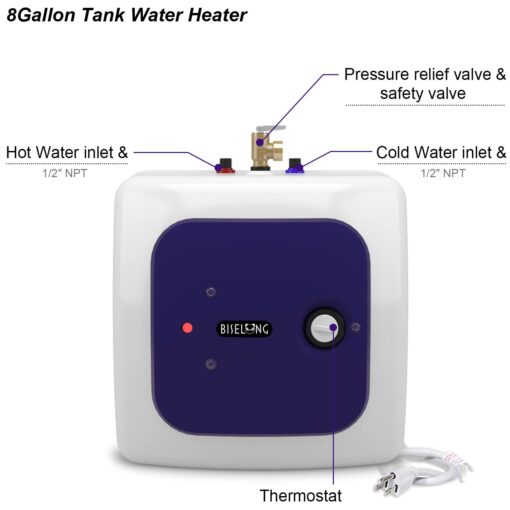 110V-120V 1.5Kw Small Under Sink Tank 8 Gallon Water Heater Hot Storage,Mini Instant Electric RV TR Trailer Kitchen Compact Point-of-Use,30L - Image 7