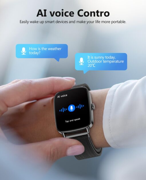 2025 Smart Watches for Men, 1.85" AI Voice Smartwatch, 24/7 Heart Rate Monitor, Stress/SpO2/Sleep Tracker, IP68 Waterproof, Weather, 100+ Sports Fitness Tracker for Android iOS Black Metal - Image 7