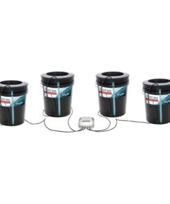 Active Aqua RS5GAL4SYS Root Spa 5 Gallon Hydroponic 4 Bucket Deep Water Culture Grow Kit System with Multi-Purpose Air Hose and Air Pump, Black