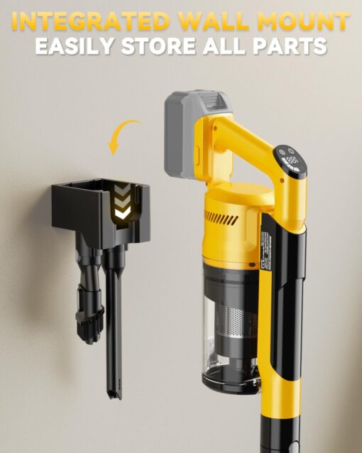 350W Cordless Vacuum Cleaner for Dewalt 20v Battery, 35kPa Brushless Lightweight Stick Vacuum with 3 Mode Suction, 6 in 1 Stick Vacuum Cleaner with HEPA for Floor, Carpet, Car (Battery Not Included) - Image 3