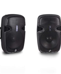 Pyle PPHP155ST Wireless Portable PA Speaker System - 1500W High Powered Bluetooth Compatible Active Outdoor Sound Speakers w/ USB SD MP3 RCA - 35mm Mount, Stand, Microphone, Power Cable, Black, 15"